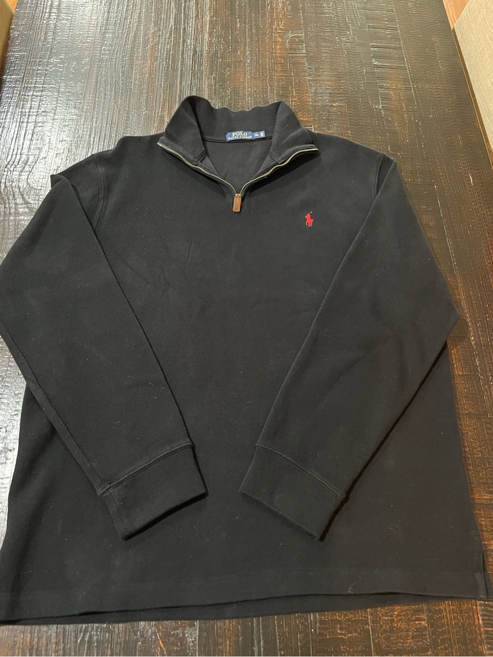 Polo Ralph Lauren Men’s Black Quarter Zip Sweatshirt Size XL Red Pony